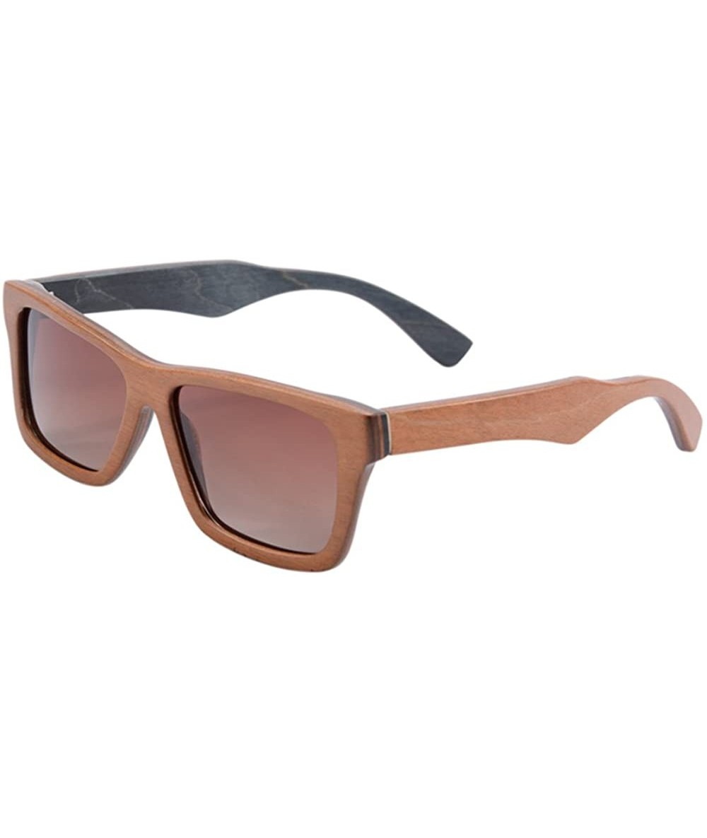 Wayfarer Natural Wood Frame Polarized Sunglasses Anti-glare Wooden Glasses-Z68020 - Outside Brown Inside Black - C7126PCTDXN ...