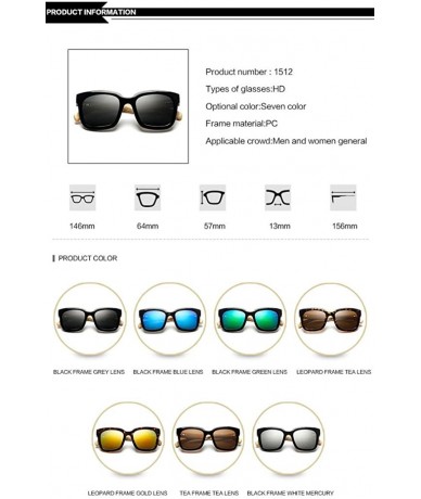 Oversized Wooden Bamboo Square Sunglasses Fashion Classic Retro Designer for Women Men - Black/Blue - CK12JRYXJHH $44.99