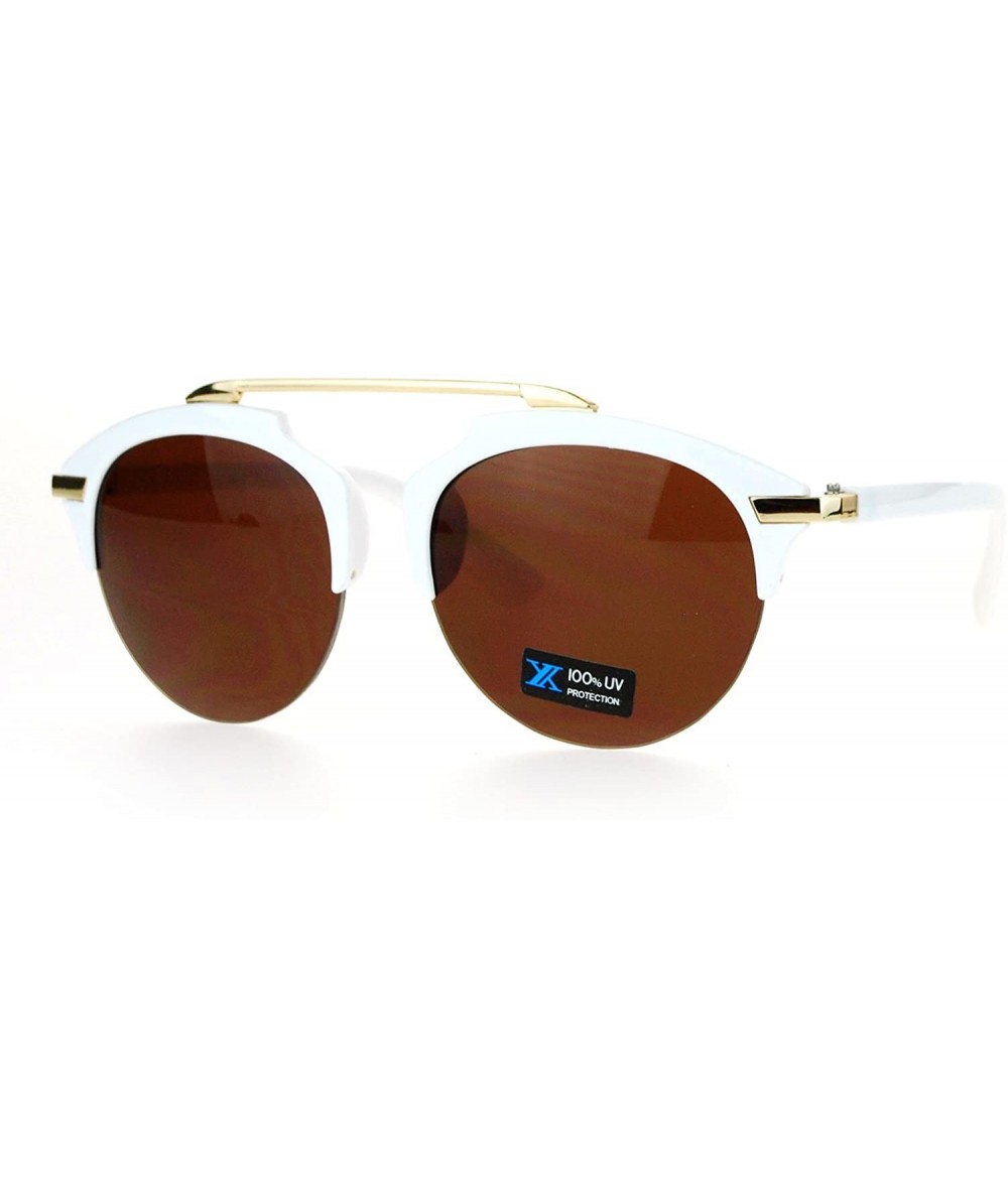 Wayfarer Half Rim Retro Top Flat Bridge Luxury Fashion Sunglasses - White - C412FJV696P $12.82