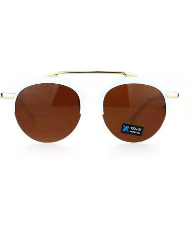 Wayfarer Half Rim Retro Top Flat Bridge Luxury Fashion Sunglasses - White - C412FJV696P $12.82