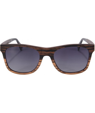 Aviator Wooden Polarized Sunglasses Retro Vintage Wood Frame Summer Eyewear-SG73007 - Ebony&zebra- Gradient Grey - C218DUI209...
