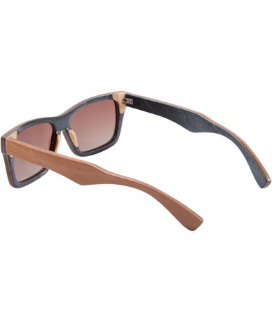 Wayfarer Natural Wood Frame Polarized Sunglasses Anti-glare Wooden Glasses-Z68020 - Outside Brown Inside Black - C7126PCTDXN ...