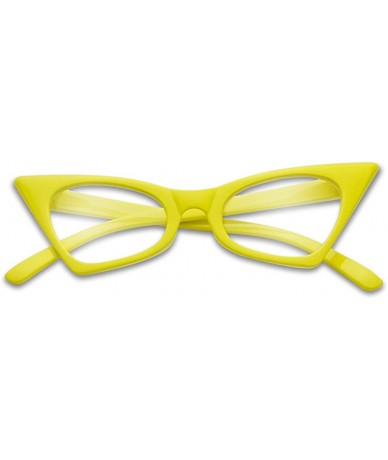 Cat Eye 1950's Retro Vintage High Pointed Colorful Clear Lens Geometric Cat Eye Glasses Non-Prescription - Yellow - CU189INTC...