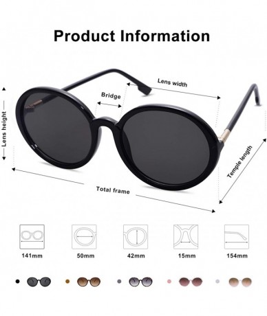 Oval Vintage Round Sunglasses for Women Classic Retro Designer Style SJ2121 - C1 Black Frame/Grey Lens - CC199DS2Z7H $15.93