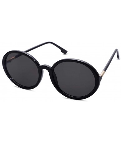 Oval Vintage Round Sunglasses for Women Classic Retro Designer Style SJ2121 - C1 Black Frame/Grey Lens - CC199DS2Z7H $15.93