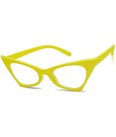 Cat Eye 1950's Retro Vintage High Pointed Colorful Clear Lens Geometric Cat Eye Glasses Non-Prescription - Yellow - CU189INTC...