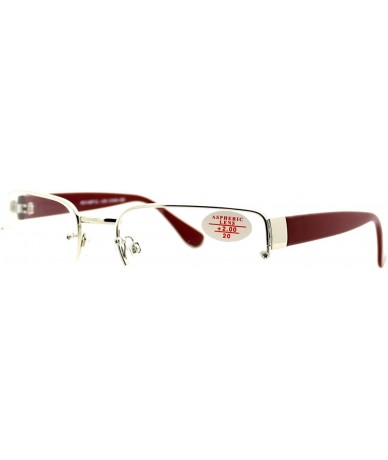 Rectangular Clear Lens Glasses With Bifocal Reading Lens Half Rim Rectangular - Silver Burgundy - CR12FCM16RN $10.99