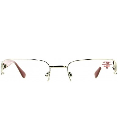 Rectangular Clear Lens Glasses With Bifocal Reading Lens Half Rim Rectangular - Silver Burgundy - CR12FCM16RN $10.99