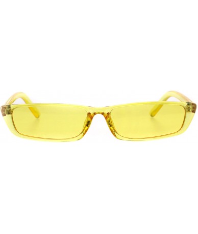 Cat Eye Womens Pop Color Narrow Rectangular Cat Eye Clear Frame Plastic Sunglasses - Yellow - CM18ESSGKZS $9.07