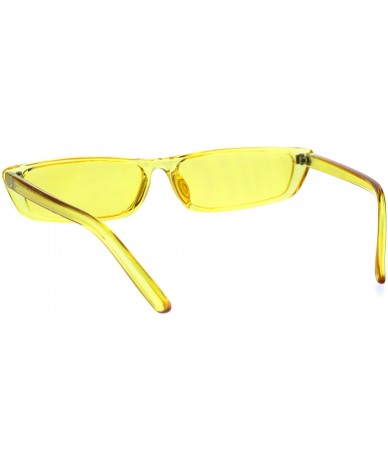 Cat Eye Womens Pop Color Narrow Rectangular Cat Eye Clear Frame Plastic Sunglasses - Yellow - CM18ESSGKZS $9.07