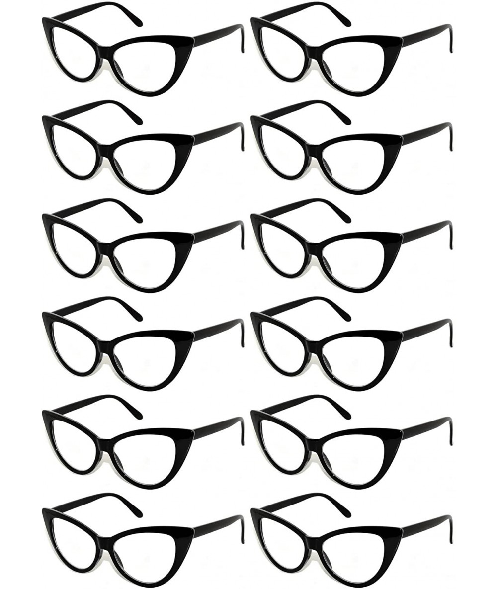 Sport Retro Women's Cat Eye Vintage Sunglasses Smoke Lens 12 PCS wholesale - Cat_eye_12p_clear_black - CG185UNS7K5 $24.18