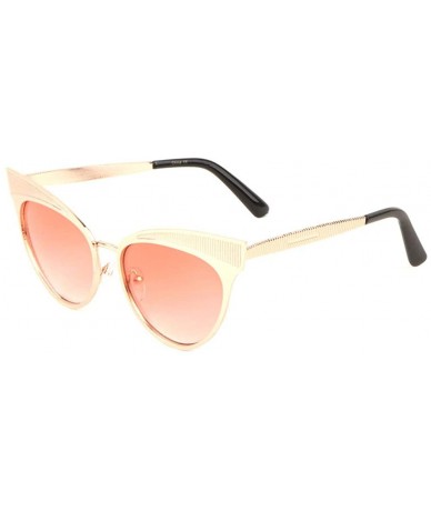 Cat Eye Thick Brow Line Texture Engraved Cat Eye Sunglasses - Pink - C71988DE8H7 $10.80