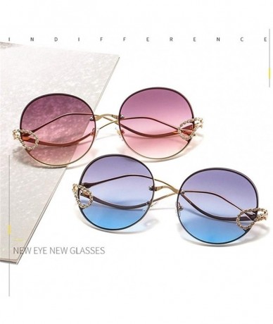 Rimless 2020 New Metal Diamond Sunglasses Women Round Rimless Frame Sun Glasses Female Fashion Eyeglasses UV400 Glasses - C91...