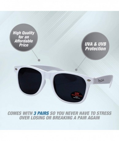 Wayfarer Sunglasses for Men- Women & Kids by Ray Solée- 3 Pack of Tinted Lenses with UVA & UVB Protection - White - CD18E4AYT...