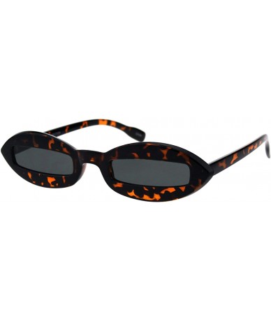 Oval Womens Unique Skinny Sunglasses Oval Frame Rectangular Lens Black UV 400 - Tortoise - CE18KO6TGZZ $10.59