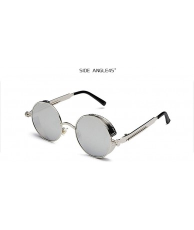 Goggle Round Steampunk Sunglasses Men Women Luxury Eyewear Mirror Punk Sun Glasses Vintage Female Male Eyeglasses - C4 - CX19...