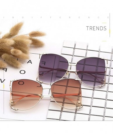 Oversized Trendy Oversized Sunglasses for Women Half Frame Shade UV Protection - C5 - CI190OG4ZIM $12.10