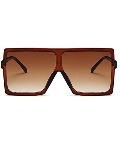 Oversized Squared Oversized Sunglasses for Women Men-Fashion Stylish Flat Top Design Big Shades UV Protection 8076 - Brown - ...