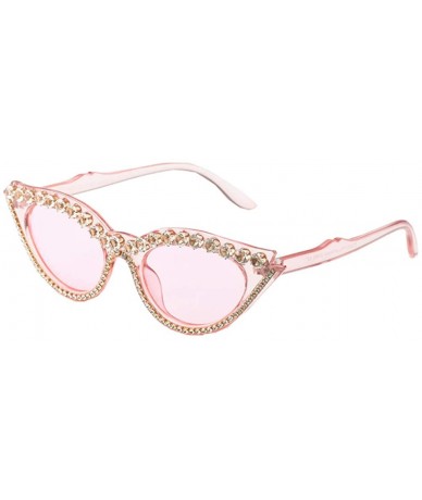 Cat Eye Women's Rhinestone Vintage Cat Eye Sunglasses - Pink - CW199E532D9 $22.92