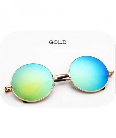 Goggle Vintage Round Sunglasses Women Men Er Mirrored Glasses Retro Female Male Sun - Gold Silver - CI198AHY4DC $13.77