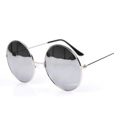 Goggle Vintage Round Sunglasses Women Men Er Mirrored Glasses Retro Female Male Sun - Gold Silver - CI198AHY4DC $13.77