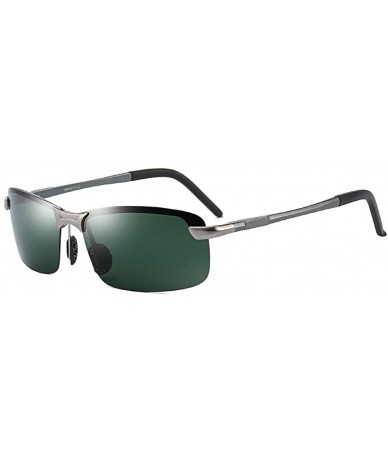 Sport Polarized Sunglasses for Men-Metal Frame Aviator Sunglasses UV 400 Protection - Gun/Green-16 - C118KI4C0I8 $24.99