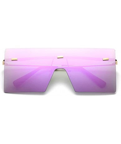 Rimless Modern Fashion Flat Top Flash Mirror Plastic Pilot Sunglasses Rimless Square Frame - Purple - CU189ONIAA6 $15.85