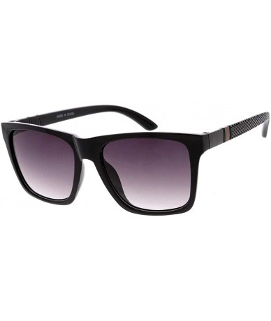 Square Fashion Retro Flat Top Horn Tip Sunglasses H87 - Black - CA19203E30E $21.66
