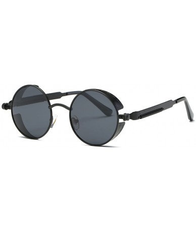 Round Polarized Sunglasses Steampunk Round Lens Metal Frame Unisex Glasses AE0519 - Black - CC12ODWI35C $11.03