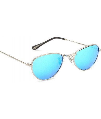 Oval Classic Retro Designer Style Sunglasses for Women Metal AC UV400 Sunglasses - Blue - CP18T4ZEQZO $27.57