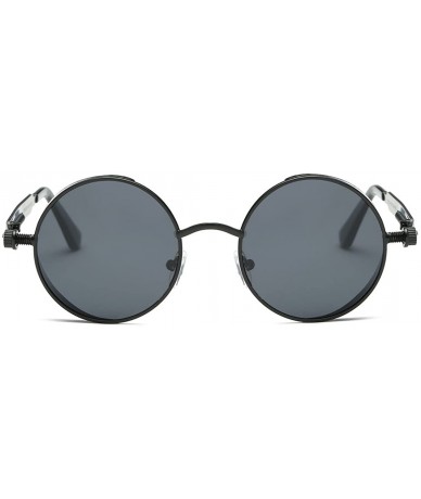 Round Polarized Sunglasses Steampunk Round Lens Metal Frame Unisex Glasses AE0519 - Black - CC12ODWI35C $11.03