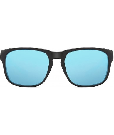 Round Classic Rectangular Polarized Sunglasses Retro Driving Eyewear 100% UV Blocking - Blue Multi-coated - CD18C0KZRU8 $9.46