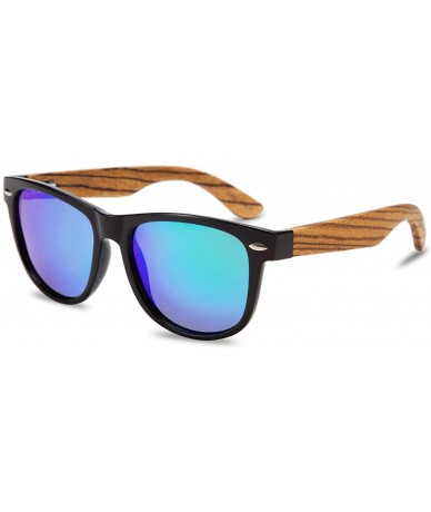 Oval Walnut Wood Sunglasses Polarized for Men Women with Wooden Case - Green 2 - C7193XSM52E $20.67