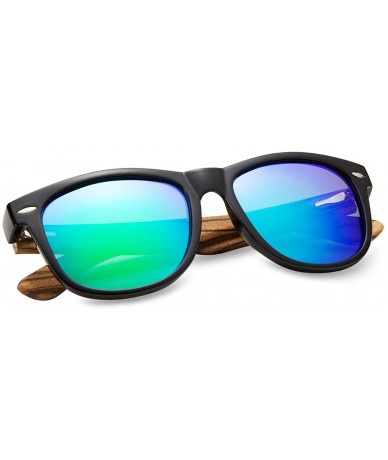 Oval Walnut Wood Sunglasses Polarized for Men Women with Wooden Case - Green 2 - C7193XSM52E $20.67