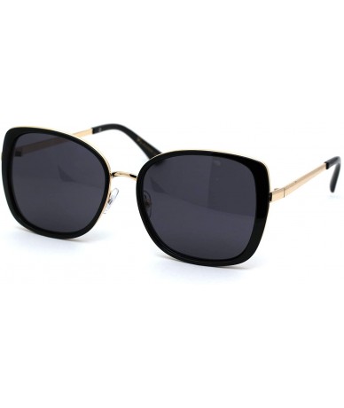 Cat Eye Womens Exposed Lens Side Chic Plastic Butterfly Sunglasses - Black Gold Black - C118XK80ZGK $23.90