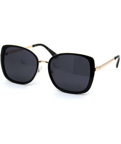 Cat Eye Womens Exposed Lens Side Chic Plastic Butterfly Sunglasses - Black Gold Black - C118XK80ZGK $13.84