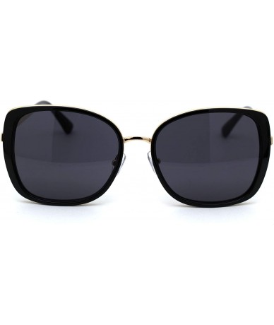 Cat Eye Womens Exposed Lens Side Chic Plastic Butterfly Sunglasses - Black Gold Black - C118XK80ZGK $13.84