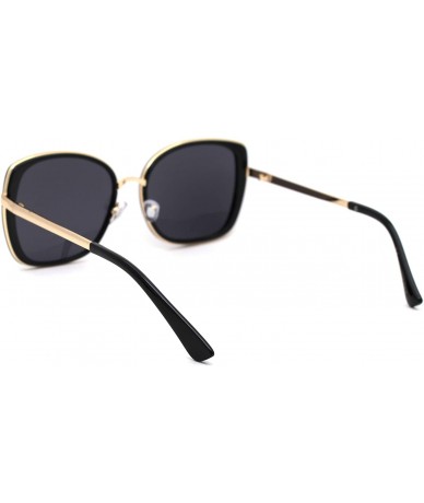 Cat Eye Womens Exposed Lens Side Chic Plastic Butterfly Sunglasses - Black Gold Black - C118XK80ZGK $13.84