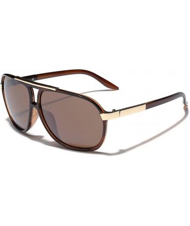Round Classic 80s Fashion Aviator Sunglasses Retro Vintage Men's Women's Glasses - Brown - Gold - Brown - CN12NFHH3US $8.83