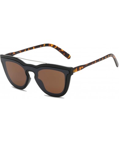 Goggle Classic Round Brow-Bar Fashion Sunglasses - Tortoise - C118WTI5ULQ $37.42