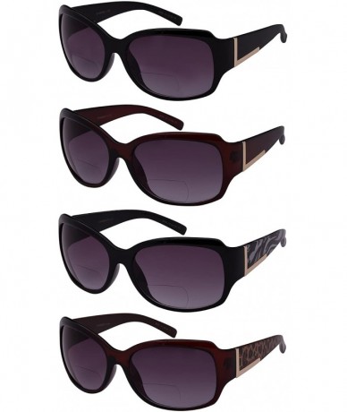 Square Women's Oversized Bifocal Sunglasses with Gold Trim 31968-BFAP1.25-4 (Coffee-Loepard) - Coffee/Loepard - C8121LD20KJ $...