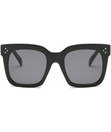 Square Women Retro Flat Lens Square Oversized Designer Sunglasses - Black - CQ18I0HGNAW $20.46