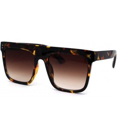 Rectangular Flat Top Mobster Mafia Rectangular Retro Sunglasses - Tortoise Brown - CM197N00TLE $8.17