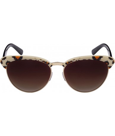 Rimless Semi Rimless Animal Print Sunglasses w/Gradient Lens 31966P-AP - Cream+brown Leopard - CX12F0GXK4N $12.84