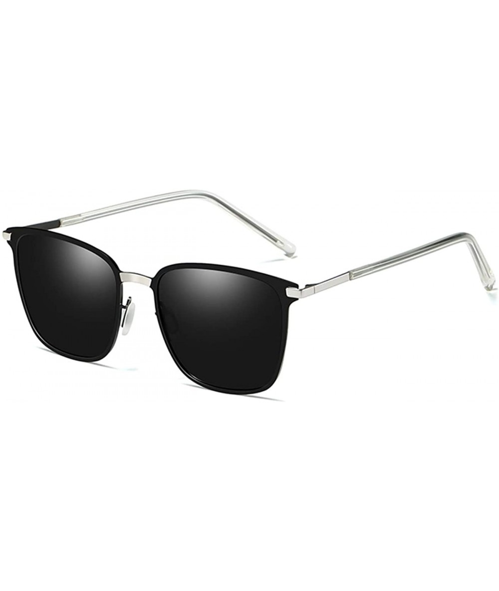 Square Polarized Sunglasses for Men Women-Classic Style - Metal Frame UV Protection 8080 - Silver - C1198W0CTII $9.26