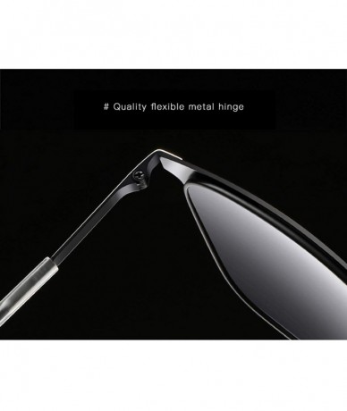 Square Polarized Sunglasses for Men Women-Classic Style - Metal Frame UV Protection 8080 - Silver - C1198W0CTII $9.26
