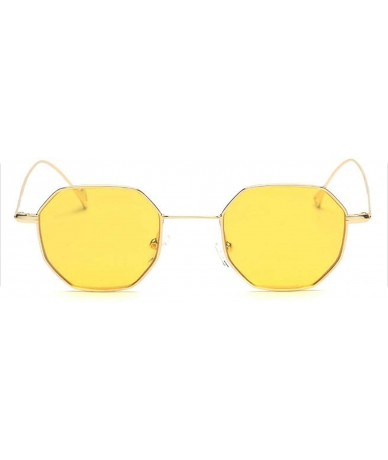 Oval Blue Yellow Red Tinted Sunglasses Women Small Frame PolygonVintage Sun Glasses Men Retro - Clear Yellow - CE198AHL6EA $1...