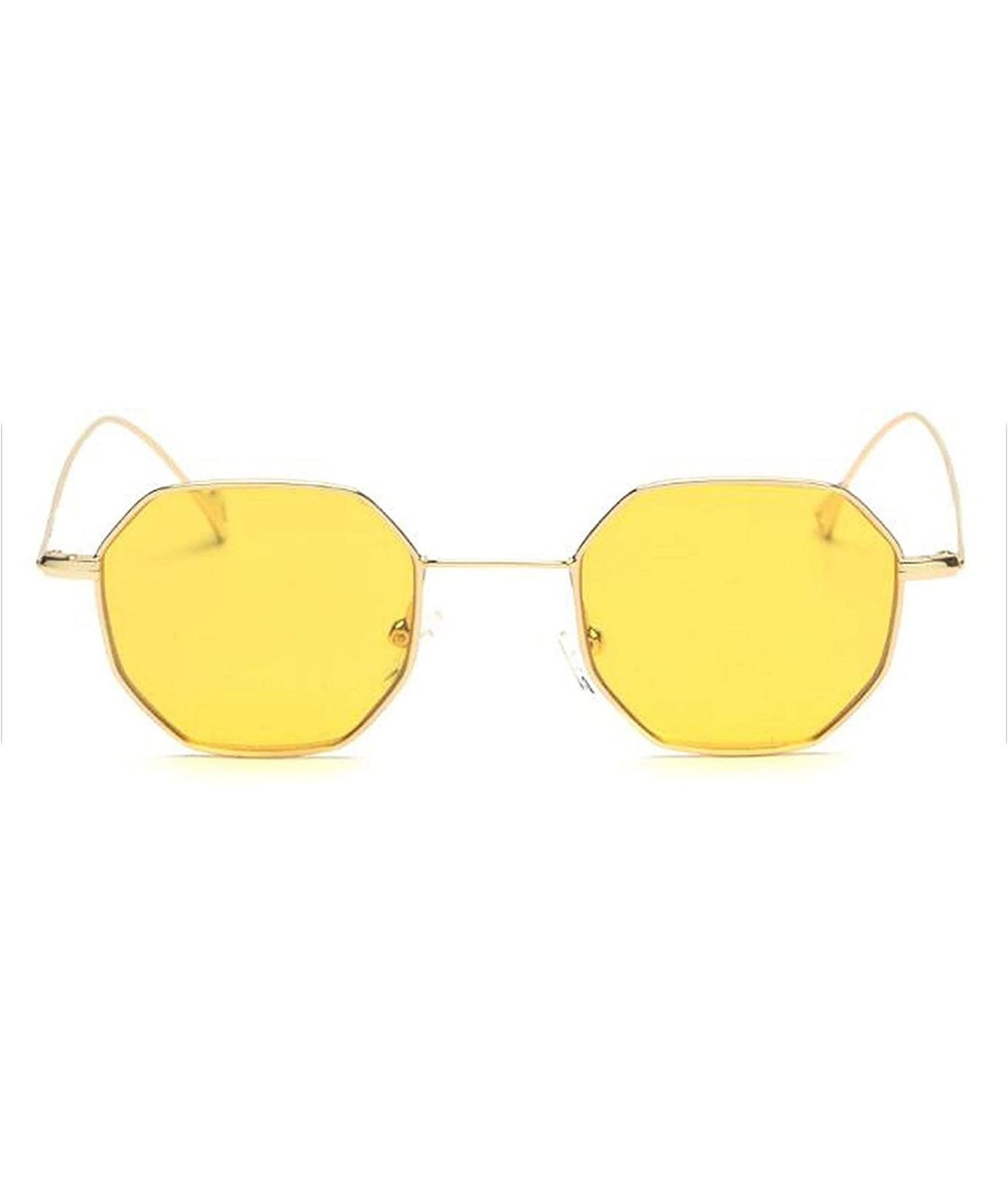 Oval Blue Yellow Red Tinted Sunglasses Women Small Frame PolygonVintage Sun Glasses Men Retro - Clear Yellow - CE198AHL6EA $1...