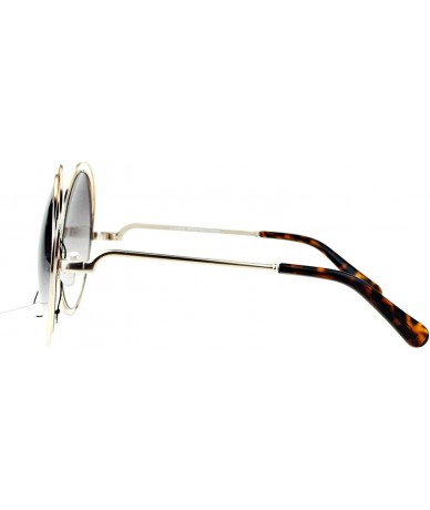 Round Womens Round Double Wire Metal Rim Oversize Circle Lens Sunglasses - Gold Smoke - CG122BLSYMX $8.88