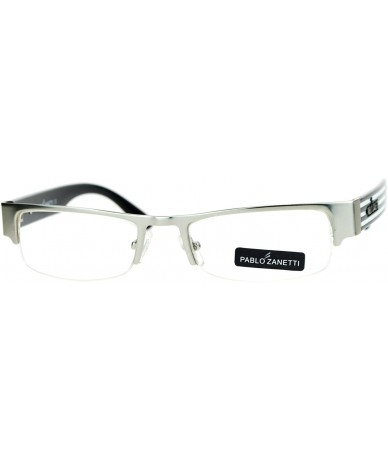 Rectangular Pablo Zanetti Eyeglasses Rectangular Half Rim Clear Lens Glasses - Silver Black - C3189OIEH4D $11.19